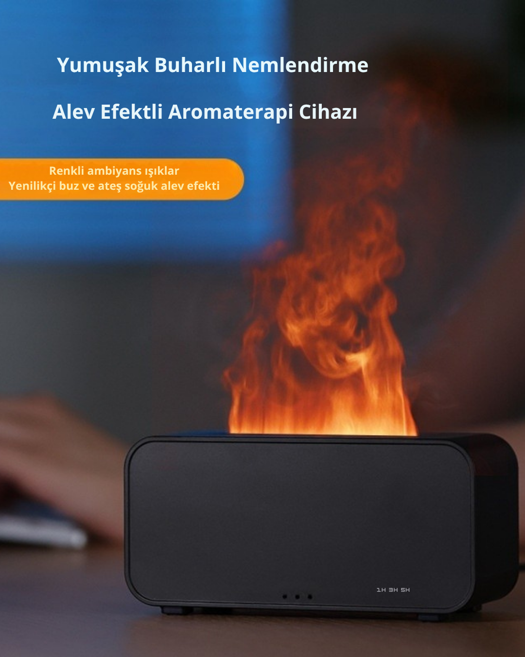 Alev Efektli Aroma Difüzör | USB Nemlendirici & Aromaterapi Makinesi