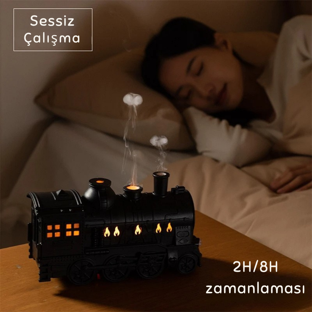 Tren Şeklinde LED Işıklı Aromaterapi Difüzör & Duman Efektli Nemlendirici