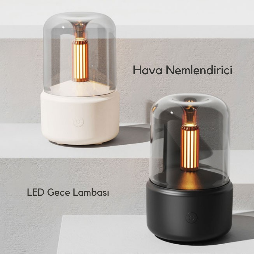 Atmosfer Işıklı Mum Efektli Aromaterapi Difüzör | 120 ml USB Elektrikli Hava Nemlendirici & LED Gece Lambası