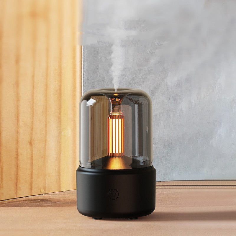 Atmosfer Işıklı Mum Efektli Aromaterapi Difüzör | 120 ml USB Elektrikli Hava Nemlendirici & LED Gece Lambası