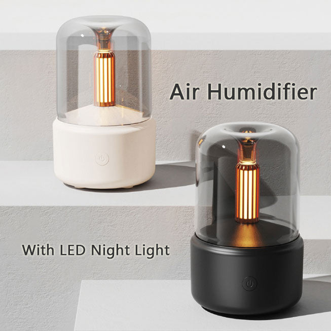 Atmosfer Işıklı Mum Efektli Aromaterapi Difüzör | 120 ml USB Elektrikli Hava Nemlendirici & LED Gece Lambası