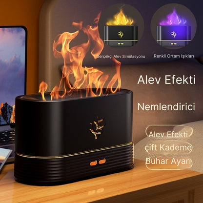 Alev efektli aroma difüzör – gerçekçi alev simülasyonu, gece lambası ve nemlendirme