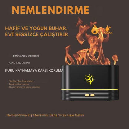 Kutu içeriği: alev efektli aroma difüzörü ve USB kablo (tam set)