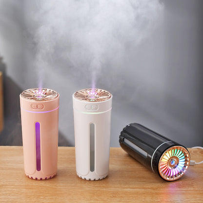 Phantom Kupa Difüzör’ün üstten görünümü — LED efekti ve ince buhar dumanı ile sıcak atmosfer sunan estetik kullanım sahnesi.